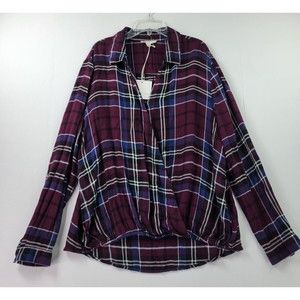 Beachlunchlounge Collection Blouse Womens L Plaid Soft Rayon Harper Tunic top